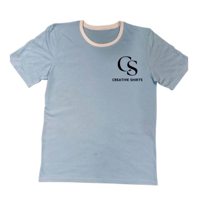 Men’s Sky Blue Ringer T-Shirt – Export Leftover from Verena Sports