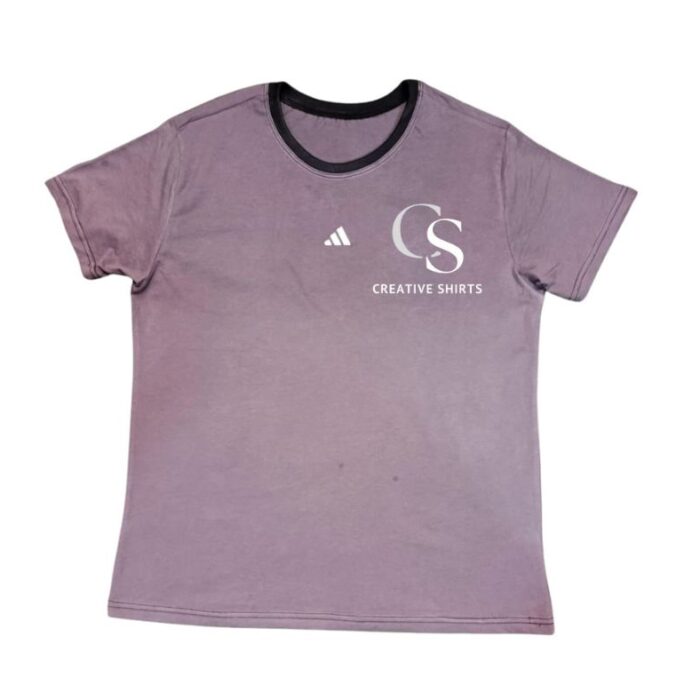 Faded purple Creative Shirts t-shirt with black neck – export surplus