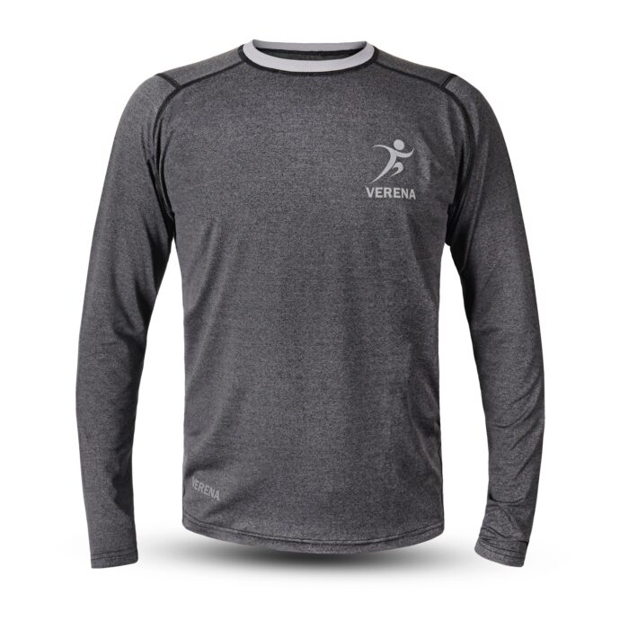 Dark grey long sleeve sports shirt with Verena logo