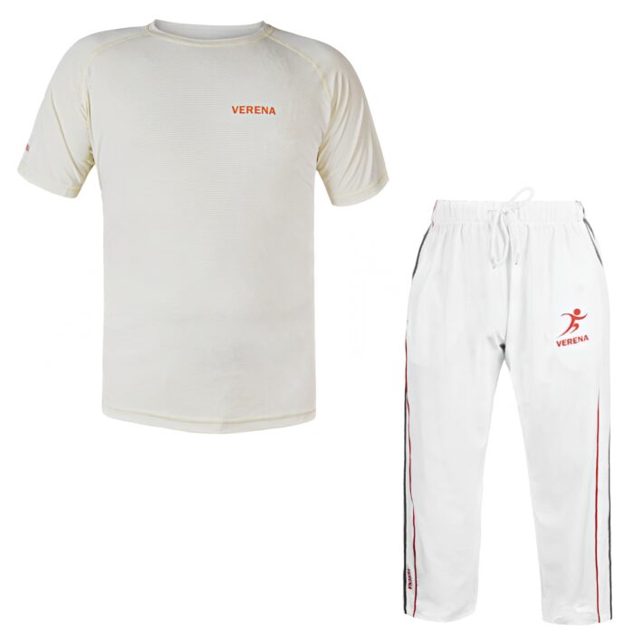 Verena Sportswear Set – White Mesh T-Shirt & White Track Pants