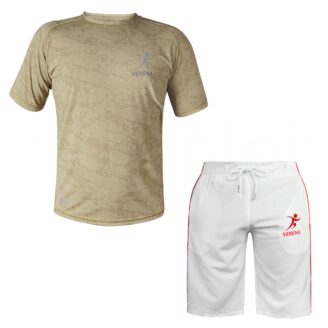 Verena Desert Camo & White Training Set – Lightweight Sports Tee & Dynamic Shorts