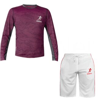 Verena ProEdge Performance Set – Long Sleeve Compression Shirt and White Training Shorts