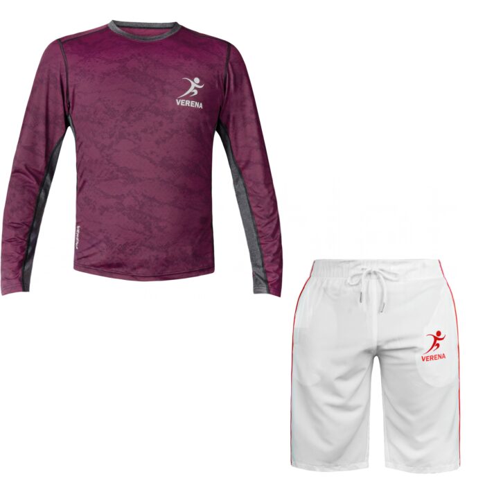 Verena ProEdge Performance Set – Long Sleeve Compression Shirt and White Training Shorts