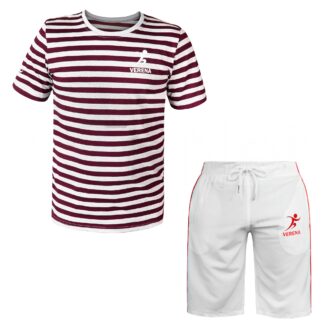 Verena Urban Sportswear Set – Striped Tee and White Training Shorts