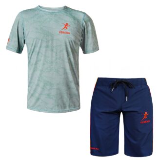 Verena light green camo t-shirt and navy blue shorts unisex combo – high-performance sportswear