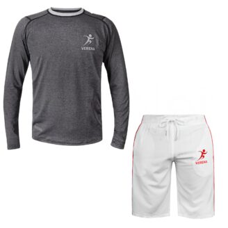Verena sportswear set with long sleeve shirt and white shorts for men
