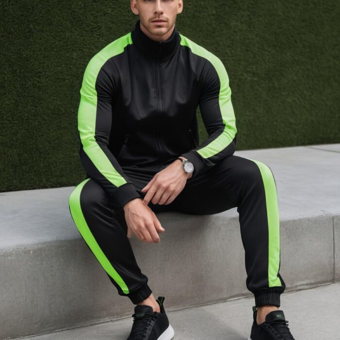 Men’s Black & Neon Green Tracksuit – Sporty Comfort & Streetwear Style Men’s Black & Neon Green Tracksuit – Sporty Comfort & Streetwear Style