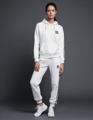 Women’s White Tracksuit with Black Detailing