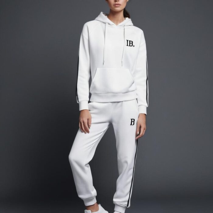 Women’s White Tracksuit with Black Detailing Women’s White Tracksuit with Black Detailing