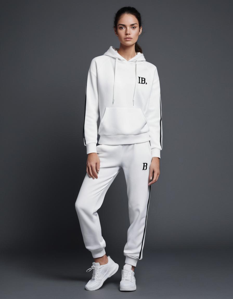 Women’s White Tracksuit with Black Detailing