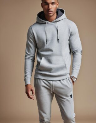 Men’s Light Grey Tracksuit with Hoodie