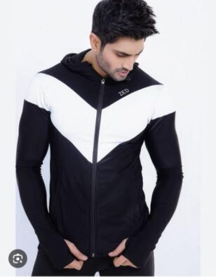 Men’s Athletic Slim-Fit Hoodie – Black & White | ZED Style
