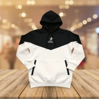 Verena Two-Tone Sports Hoodie – Black & White