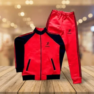 Verena Two-Tone Track Suit – Black & Red