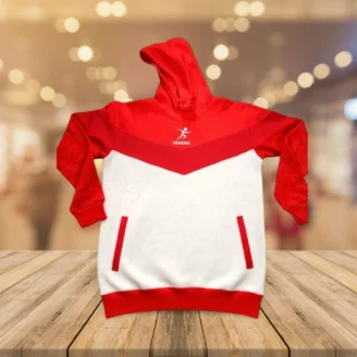 Verena Two-Tone Sports Hoodie – Red & White