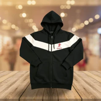 Verena Two-Tone Sports Hoodie – Black & White