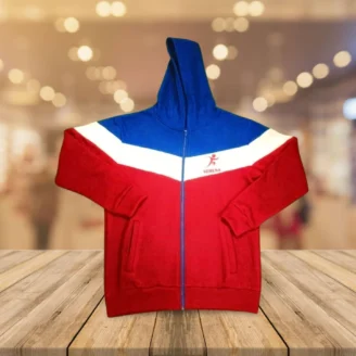 Verena Three-Tone Sports Hoodie – Red, Blue, White