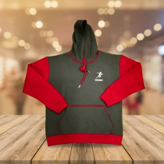 Verena Two-Tone Sports Hoodie – Black & Red